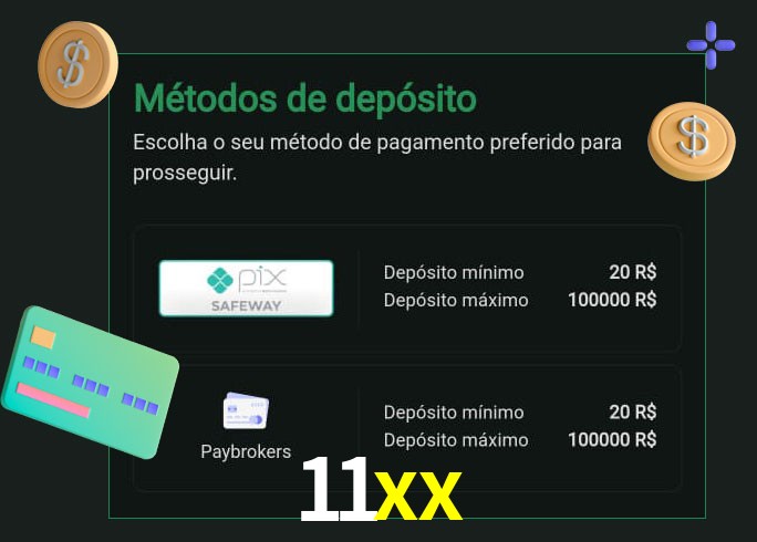 O cassino 11xx oferece uma grande variedade de métodos de pagamento